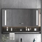Smart Bathroom Mirror Cabinets Wall-mounted with Backlight Anti-fog Bathroom Furniture Mirror Storage Rack Integrated Cabinet T