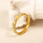 Minimalist Stainless Steel Heart Love Hollow Ring for Women Inlaid Zircon Rings Gold Color Waterproof Romantic Fashion Jewelry 5
