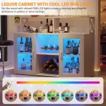 Wine Bar Cabinet with Wine Rack Glass Holder Coffee Bar Storage Cabinet with LED Lights for Home Kitchen Living Room Dining Room 5