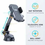 3-in-1 Car Phone Mount, 360° Adjustable, One-Click Clamping, Suction Cup & Air Vent, Stable for Navigation & Office 5