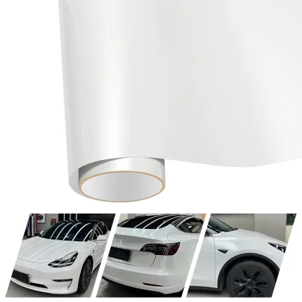 Premium Gloss Pearl Shell White Color Sticker Vinyl Wrap Film Roll Self Adhesive PET Decal Car Wrapping Film Scratch-resistant