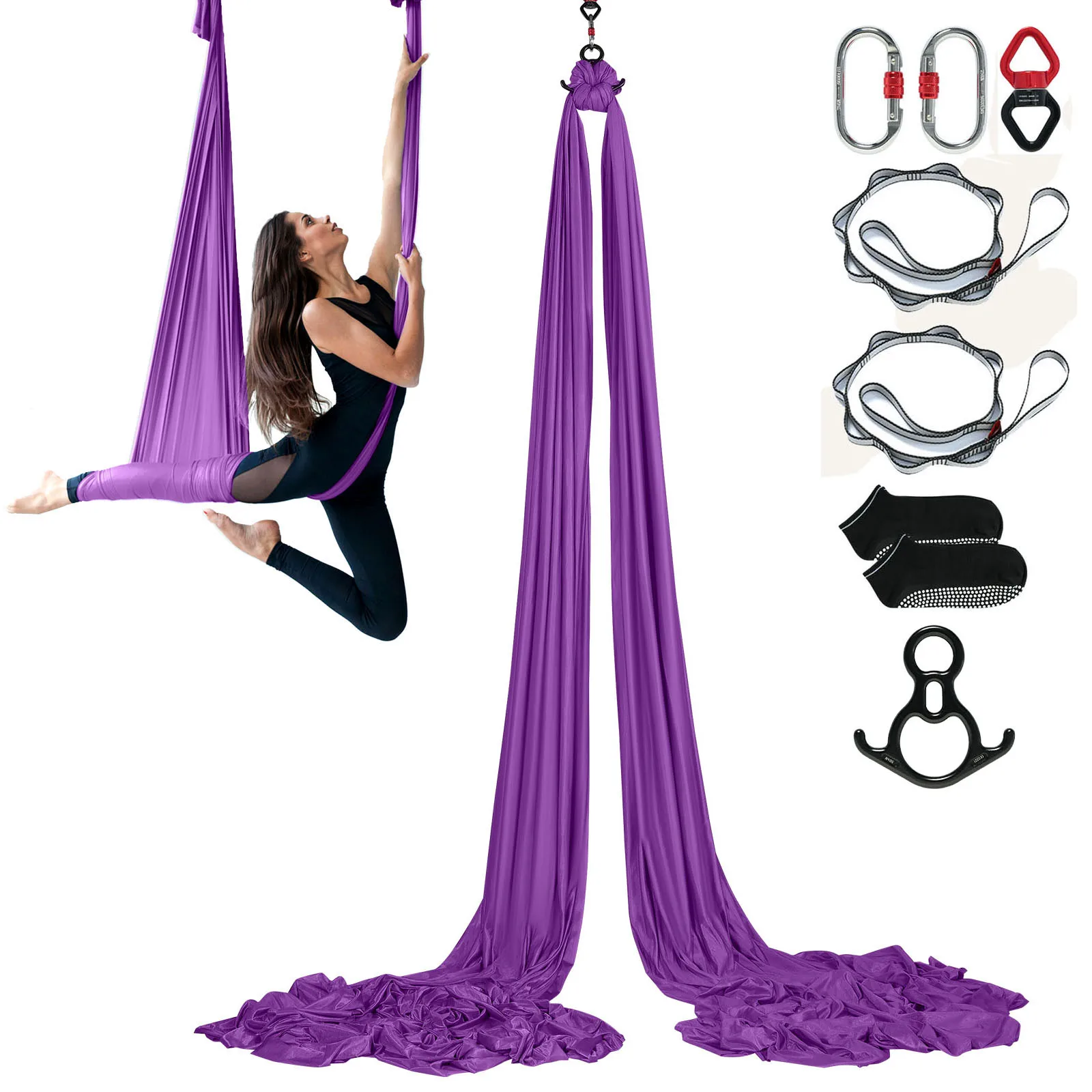 SucceBuy 8.7/11Yards Aerial Yoga Hammock & Swing Yoga Starter Kit Aerial Silk Fabric Yoga Strap Accessory for All Levels Fitness SucceBuy 8.7/11Yards Aerial Yoga Hammock & Swing Yoga Starter Kit Aerial Silk Fabric Yoga Strap Accessory for All Levels Fitness