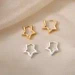 Luxury Star Pendientes Earrings For Women Girl Stainless Steel Minimalist Hoop Piercing 2025 New In y2k Jewelry aretes de mujer 6