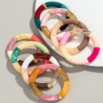 Bohomia Acrylic Design Style Chunky Bamboo Stackable Bracelet for Women Boho Elastic Colorful Tube Beads Braceletes 2024 Jewelry 3