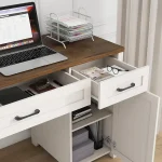 Farmhouse 47" Executive Desk, Computer Desks with Drawers and Cabinet, Workstation Computer Desks for Study and, Customized 4