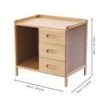 3 Tiers Nightstand Storage Box Bedside Table Natural Bamboo End Side Organizer with 3 Drawers and 1 Open Compartment