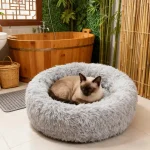 1pc Round Plush Dog Bed & Cat Nest,Non-Slip Base, Warm Soft Faux Fur Pet Bed,Perfect Christmas Gift, Cozy Home Decor 5