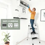 JHK 3 Step Ladder Folding Step Stool with Anti-Slip Pedal 330lbs Capacity Sturdy Steel Portable Heavy Duty Step Stool for Home 6