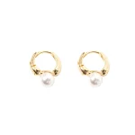 ANENJERY Imitation Pearl Hoop Earrings for Women Round Wedding Party Ear Jewelry Wholesale 6