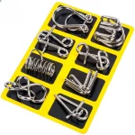 8Pcs/Set Metal Montessori Puzzle Wire Mind Brain Teaser Puzzles Children Adults Interactive Game Reliever Educational Toys 3