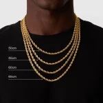 Ropes Long Necklace for Men Women,Stainless Steel Gold Color Twisted Rope Chain Collar,2/3/4/5mm Punk Basic Waterproof Jewelry 3