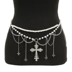 Multi Layered Pearls Tassels Waist Chain Belt for Women Elegant Body Chain with Adjustable Length for Parties and Festivals XX9C 3