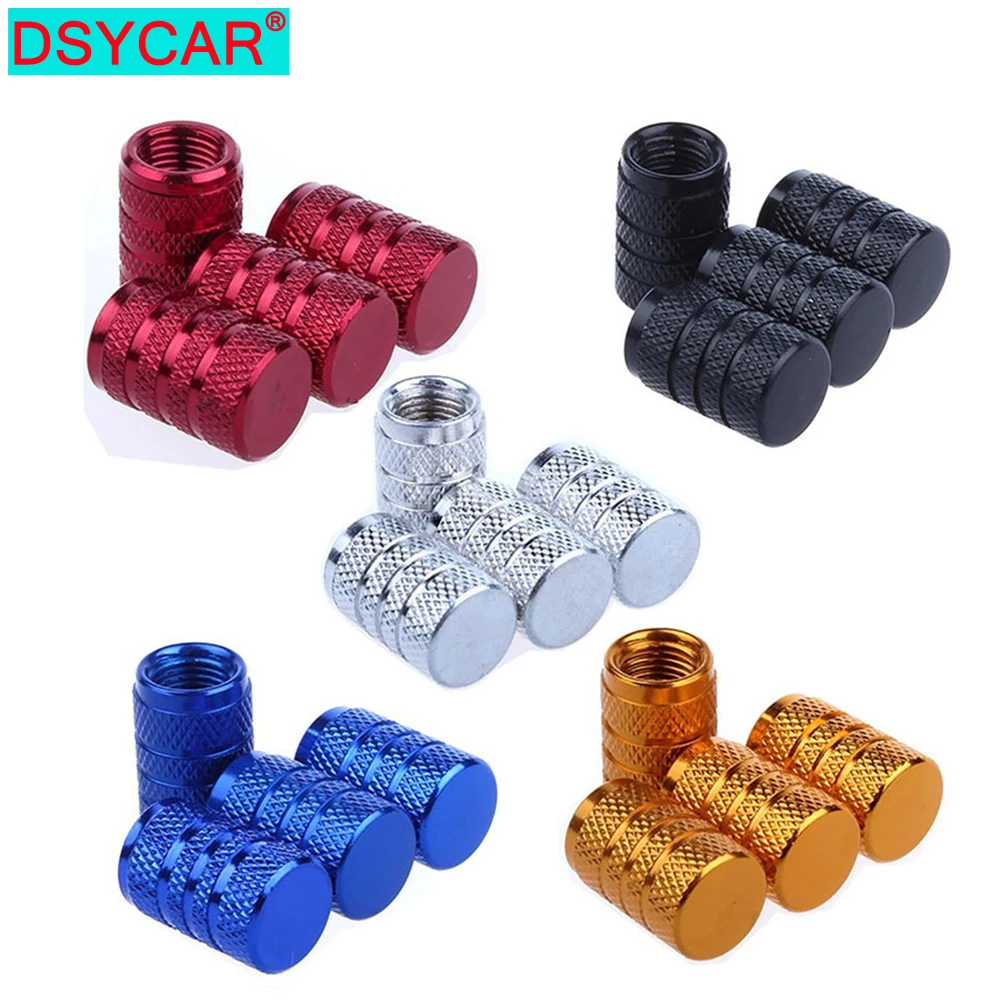 DSYCAR 4Pcs Silver Car Tire Valve Stems Cap Knurling Style Tire Valve Cap Aluminum Tire Wheel Stem Air Valve Cap for US Schrader DSYCAR 4Pcs Silver Car Tire Valve Stems Cap Knurling Style Tire Valve Cap Aluminum Tire Wheel Stem Air Valve Cap for US Schrader
