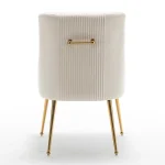 SEYNAR Modern Glam Boucle Pleated Velvet Dining Chair or Vanity Chair Set of 2 with Rear Handle 2
