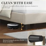 Queen Upholstered Platform Bed Wingback Tufted Headboard Wooden Slat Support No Box Spring Needed Beige Customized 6