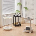 Elegant 2-Tier Side Table with Wheels - Trolley Table in Living Room|Simple Sofa Table with Handle|Easy To Move Coffee Table 4