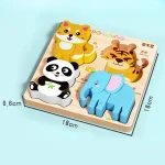 Montessori Cartoon 3D Wooden Puzzle Animal Traffic Jigsaw Toys for Kids Early Learning Educational Cognitive Game Children Gifts 6