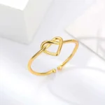 Heart Shaped Open Cuff Ring For Women – Minimalist Adjustable Ring For Everyday & Gift Giving 2