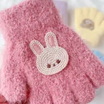 1-3Y Cartoon Children's Gloves for Autumn and Winter Cute Babies Warm Five Finger Plush Solid Color for Children and Infants 3