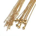 10pcs 45+5cm Gold Color Stainless Steel Link Chains in Bulk Necklaces Fashion Jewelry Adjustable Chains Wholesale Chokers DIY 3