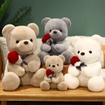 Rose Bear Plush Toy Soft Stuffed Plushies Home Sofa Throw Pillow Ornament Kids Favors Valentine's Day Gifts Wedding Party Decors 3