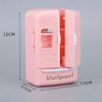 Cute Simulation Microfilm Furniture Double Door Refrigerator 1:12 Dollhouse Kitchen Model Decorations For Girl Birthday Gifts 5