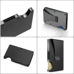 Minimalist Slim RFID Blocking Wallet For Men - Light Weight, Durable & Compact- Aluminum Wallet With Money Clip (Black） 4