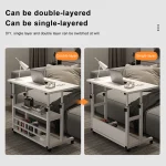 Simple Double-Layer Small Office Desk Adjustable Height Side Mobile Workbenchmobile Laptop Computer Standing Bedside Home Desk 3