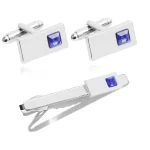 Fashion Business Shirt Sleeve Decorative Buttons Classic Geometric Tie Clips and Cufflinks Set for Men's Luxury Jewelry Gift 3