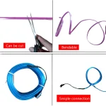 1M/3M/5M Car Interior Led Decorative Lamp EL Wiring Neon Strip For Auto DIY Flexible Ambient Light USB Party Atmosphere Diode 4