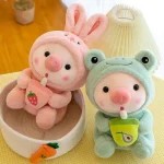 Cute Milk Tea Pig Plush Toy - Cartoon Animal Transformation Stuffed Doll, Kawaii Frog Plushie, Soft Hugging Pillow Gift 3