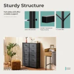 JHK Bedside Table For Bedroom With 10 Fabric Drawers Nightstand Storage Cabinet With Steel Frame Clothes Storage Display Cabinet 5