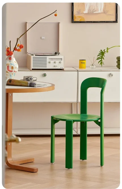 Nordic  Beech Solid Wood Plywood Dining Stackable Vintage Curved Backrest Swiss Chair