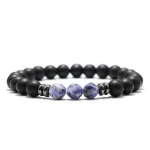 Fashion Mens Bracelet Black Onyx Stone Braclet Irregular Natural Tiger Eyes Sodalite Beaded Braslet Pulsera Hombre Accessories 6