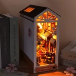 DIY Book Nook Kit Shelf Inser Dollhouse Model Building Kit Wooden Bookshelf Room Dollhouse Bookend Toy For Adults Birthday Gifts 5