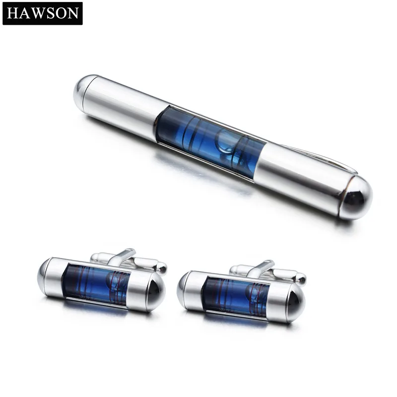 HAWSON Novelty Cuff links and Tie Clip Set Mens Blue Water Level Cufflinks Separated Selling Available cuff link запонки HAWSON Novelty Cuff links and Tie Clip Set Mens Blue Water Level Cufflinks Separated Selling Available cuff link запонки