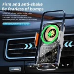 Universal Car Wireless Charging Mobile Phone Holder Air Outlet Mount Transparent Vehicle Navigation Bracket for Smartphones 4