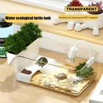 Turtle Tank with Basking Area, Transparent Reptile Terrarium Habitat for Pet Turtles, Hermit Crabs, Tortoise Adoption 3