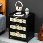 Drawer Nightstand Bedside Table Bedroom Nightstand with 1/3 Drawer Retro Style Home Storage Cabinet Bedroom Furniture Nightstand 3