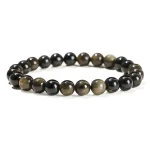 Natural Golden Obsidian Stone Beads Bracelet Men Women Golden Light Rainbow Obsidian Raw Stone Round Bead Natural Energy Jewelry 6