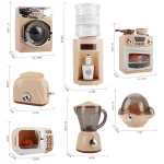 Simulation Electric Kitchen Toys Appliances Pop-up Toaster Microwave Oven Washer Dryer Mixer Blender Set Coffee Maker for Kids 5
