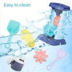 Beach Toy Set for Kids Sand Wheel Sand Bucket Scooter Shovel Rake Sailboat Hourglass Cute Molds Summer Outdoor Sandbox Sand Toys 4