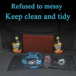 Car Storage Net Stretchable Mesh Pocket Net Magic Elastic Sticker Universal Rear Mesh Trunk Seat Bag Pocket Cage Auto Organizer 5