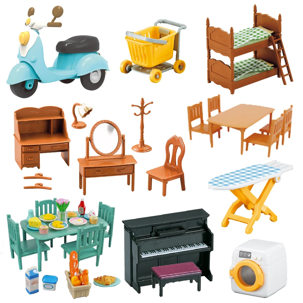 1:12 Miniature Furniture Forest Family Kitchen Toy Dining Table Dollhouse Accessories Bathroom Pretend Play For Girl Gifts Toys 1:12 Miniature Furniture Forest Family Kitchen Toy Dining Table Dollhouse Accessories Bathroom Pretend Play For Girl Gifts Toys
