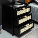Drawer Nightstand Bedside Table Bedroom Nightstand with 1/3 Drawer Retro Style Home Storage Cabinet Bedroom Furniture Nightstand 4