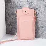 2024 new solid color fashion simple shoulder bag slung mobile phone bag women's driver's license card wallet 5