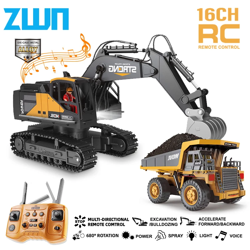 ZWN 1/16 1/20 Remote Control Excavator Dump Truck RC Model Car Toy Professional Alloy Simulation Construction Vehicle for Kids ZWN 1/16 1/20 Remote Control Excavator Dump Truck RC Model Car Toy Professional Alloy Simulation Construction Vehicle for Kids