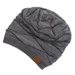New Unisex Slouchy Winter Hats Warm Fleece Lined Beanie Cap Men Women Casual Label Decor Winter Mixed Color Knitted Hats 5
