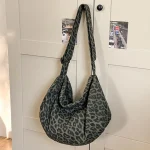 2025 Y2K Trendy Travel Shoulder Bags Tote Bag Summer New Women's Bag Leopard Print Canvas Crossbody Bag Female Student Handbags 3