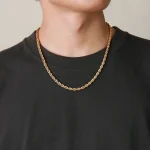 Vnox Dainty Gold Color Rope Chain Necklaces for Women Men,Chic Twisted Collar, Waterproof Stainless Steel Link 2/3/4/5mm Width 3